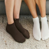 STUDIO GRIPPY ANKLE SOCKS 2 PACK COCONUT/CINNAMON