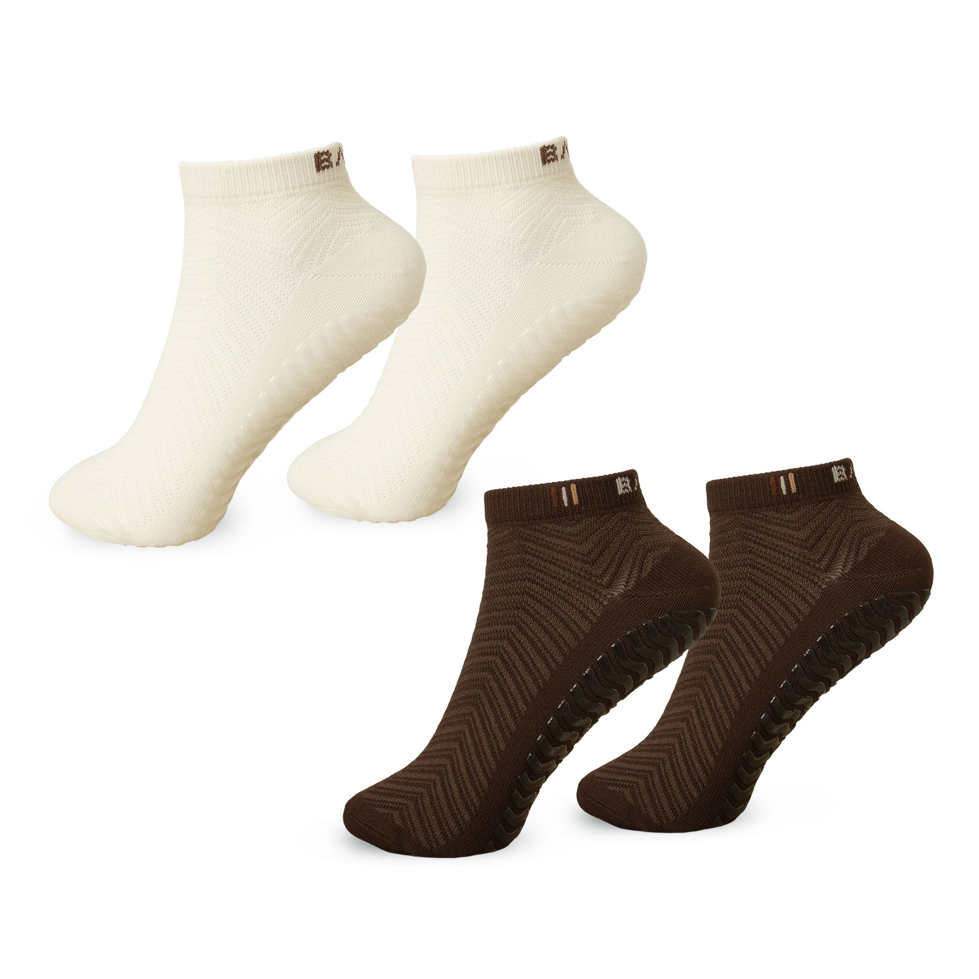 STUDIO GRIPPY ANKLE SOCKS 2 PACK COCONUT/CINNAMON