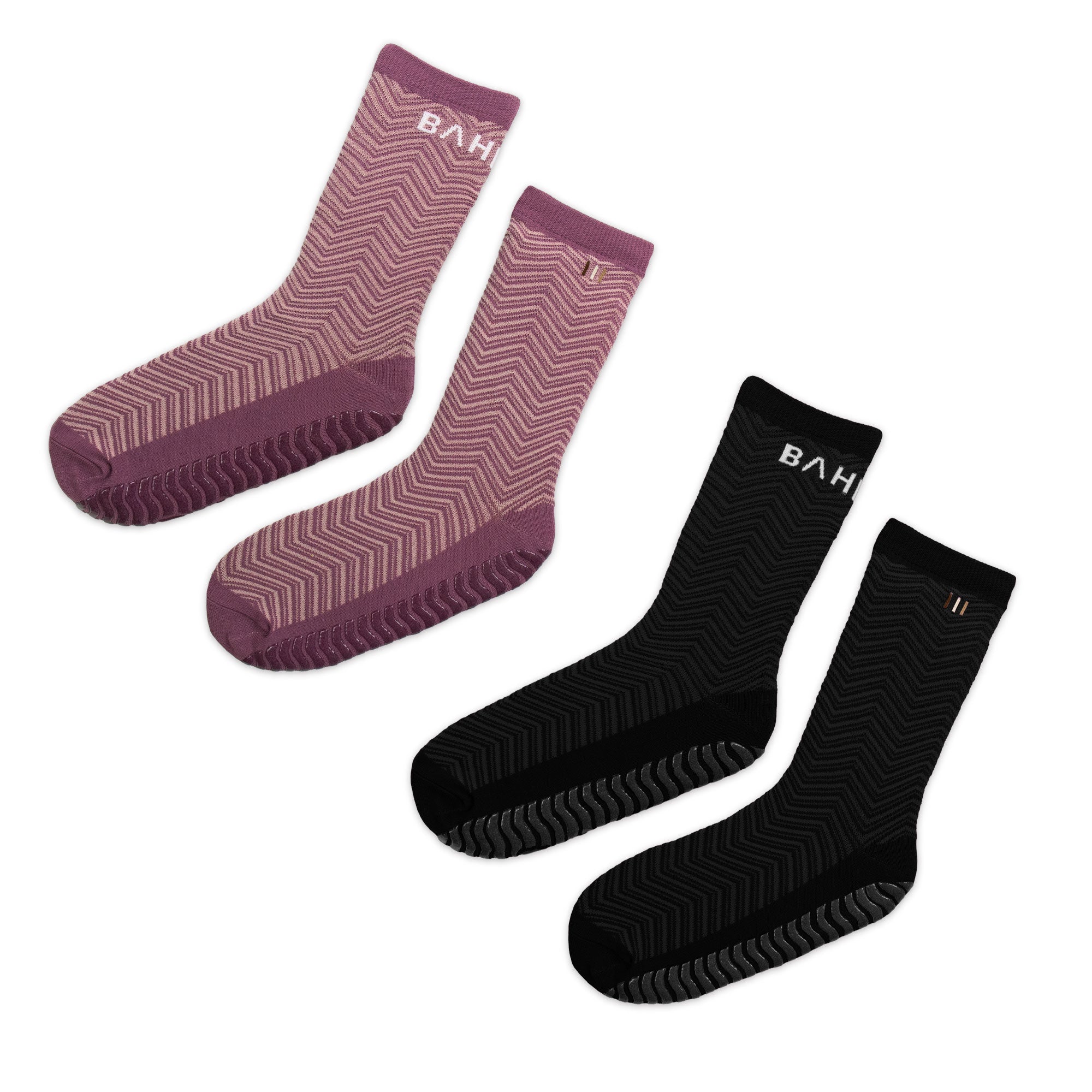 STUDIO GRIPPY CREW SOCKS 2 PACK ANTHRACITE/DEEP MAUVE