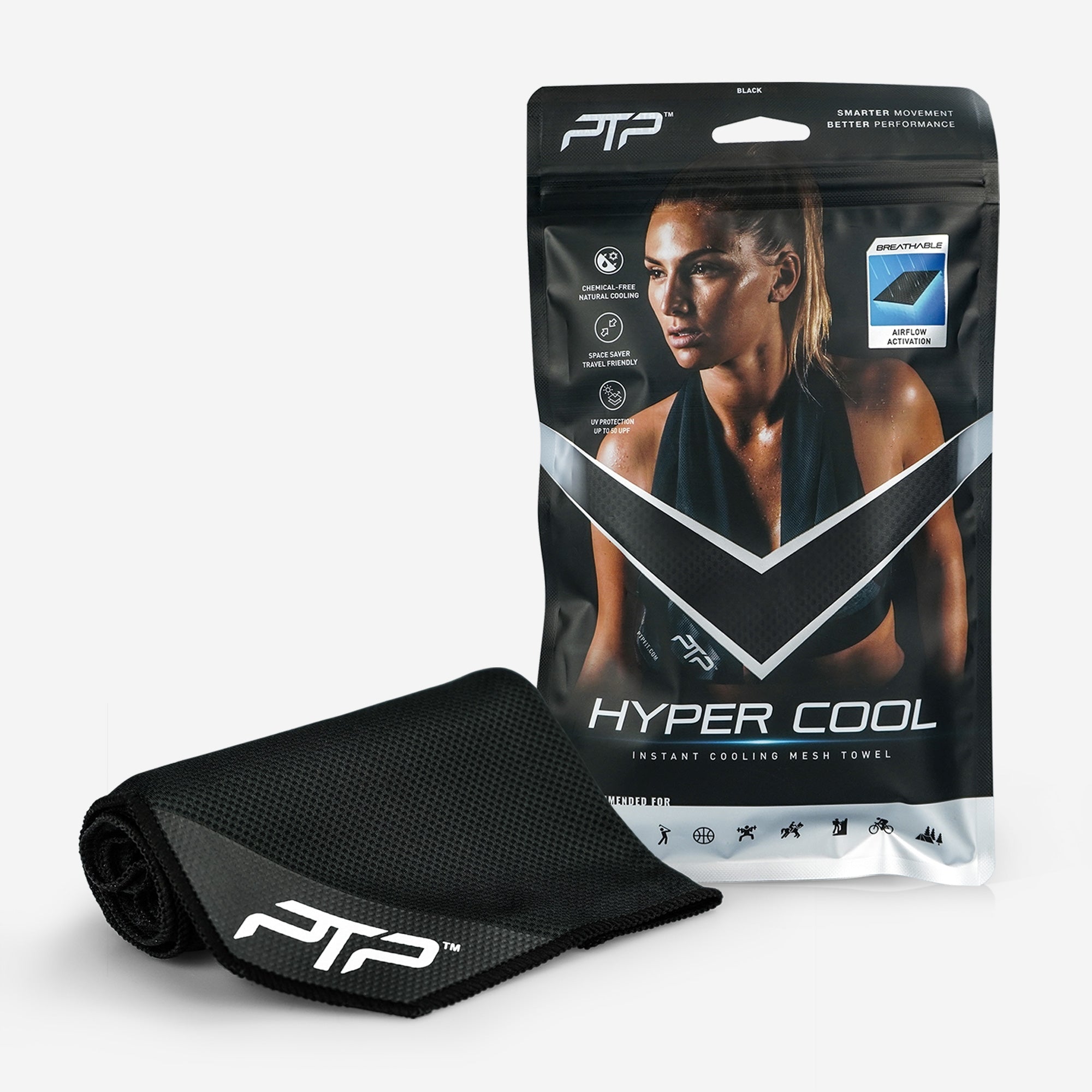 Black Cooling Towel | PTP Hyper Cool Towel - For prolonged cooling effect