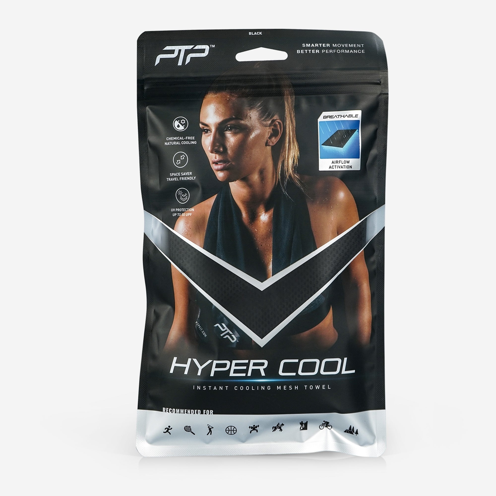 PTP Hyper Cool Towel Black - Ultra-compact and travel-friendly